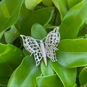 Vintage Silver Monet Butterfly Brooch Pin 3D
